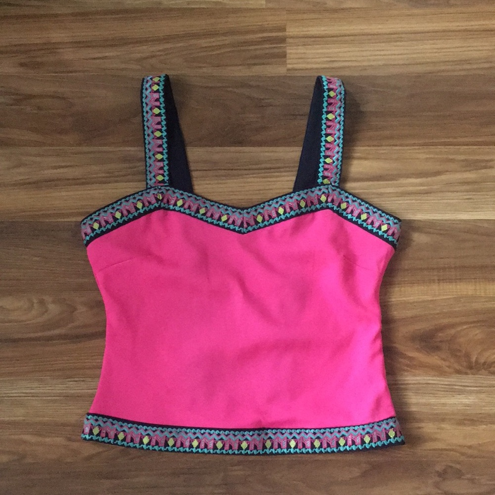 Hot Pink Strappy Crop Top with Cutout Back